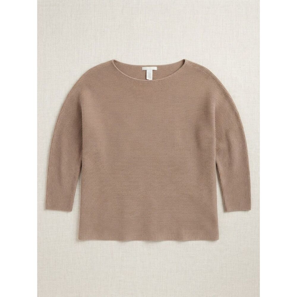 H&M Basic Ribbed Boatneck Sweater Taupe/Beige Size XS